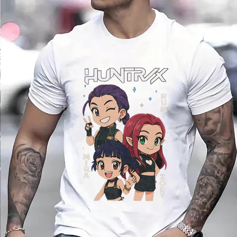 حار أنيمي K-pop رومي ميرا زوي مطبوعة نمط الرجال امرأة تي شيرت العصرية الحضرية الشارع الشهير مضحك Harajuku المحملة زوجين الملابس