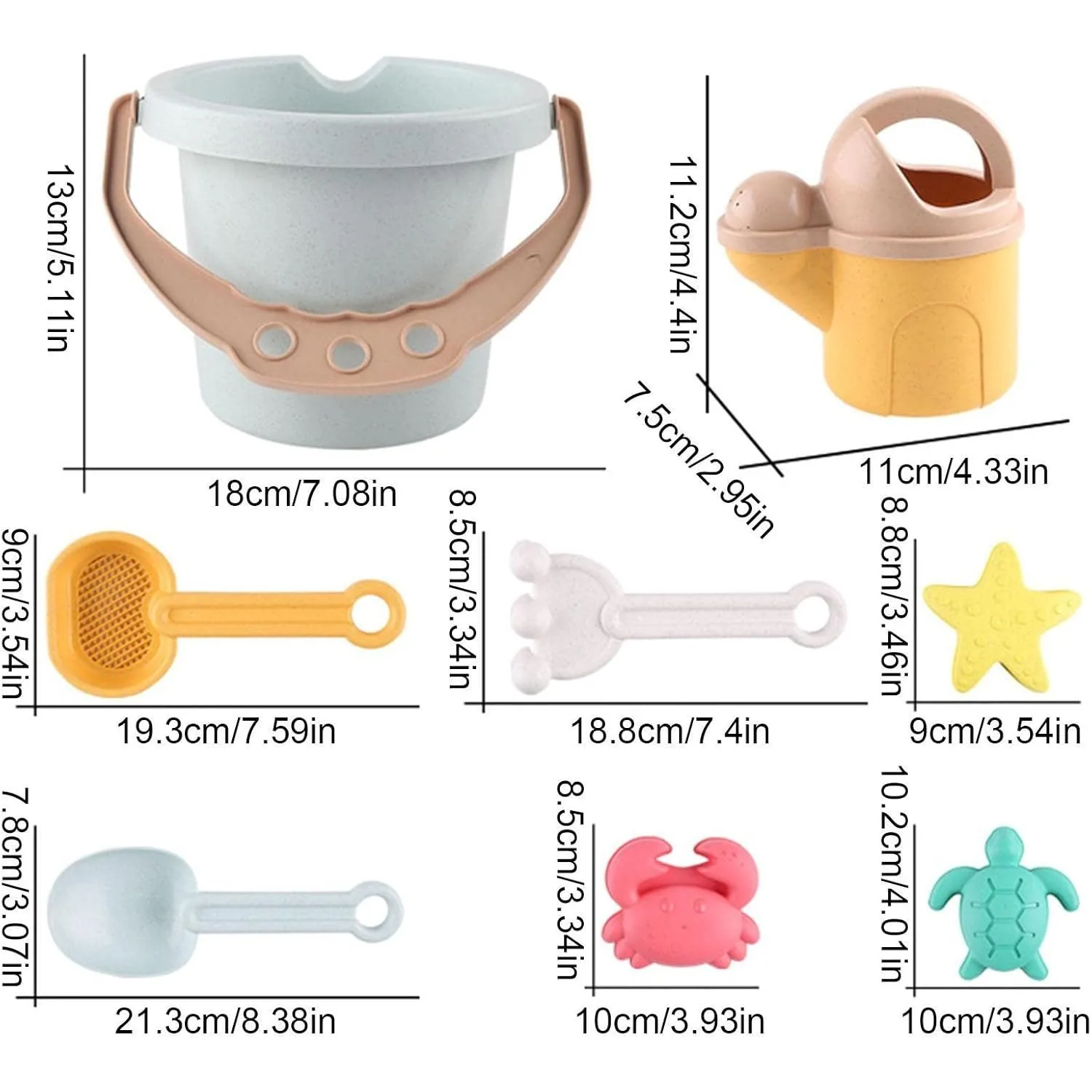 Beach Toys Set Baby Beach Buckets Animal Sand Molds Shovels RakesTool Kit Watering Can Boys & Girls Sandbox Sand Toys Set 9PCS