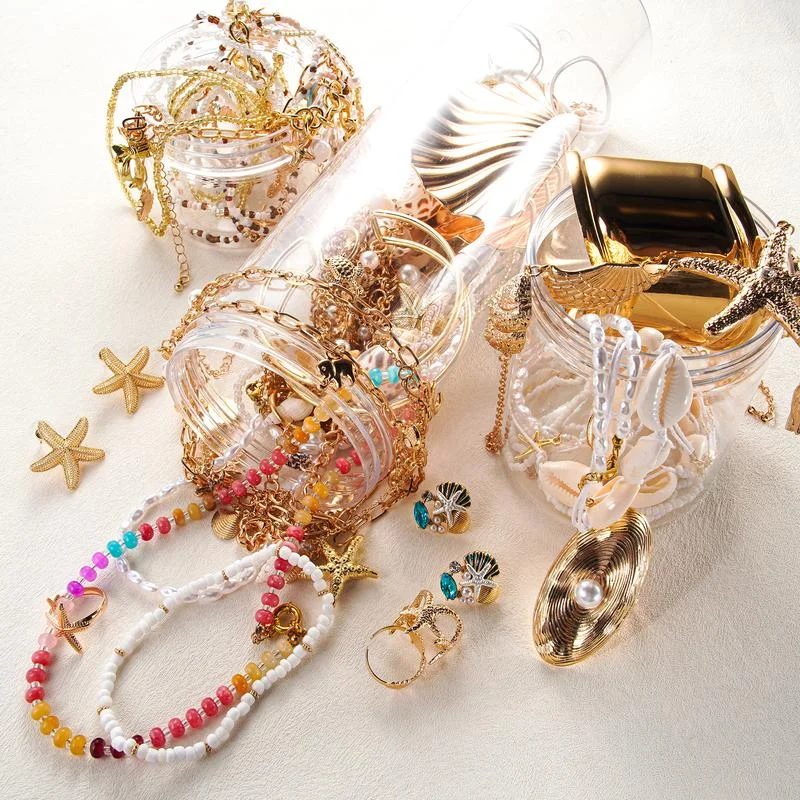 

Тайная ювелирная банка Ретро Vibes Костюмный комплект украшений для нее на день рождения Богемные кольца Ностальгия Серьги Ожерелья Винтажный стиль