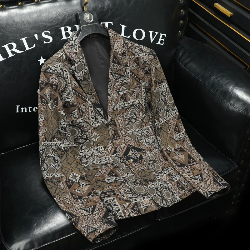 

Denim Jacket Exquisite Blazers For Men Slim Fit Fashionable New Four Seasons Quality Print Suits Draping Cutting Terno Masculino