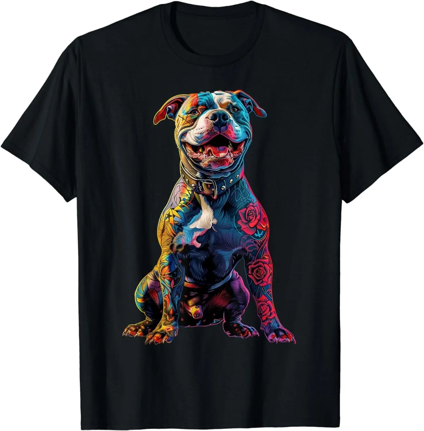 Dog tattoos Pitbull tattooed colorful Funny Tattoo Gift Unisex T-Shirt