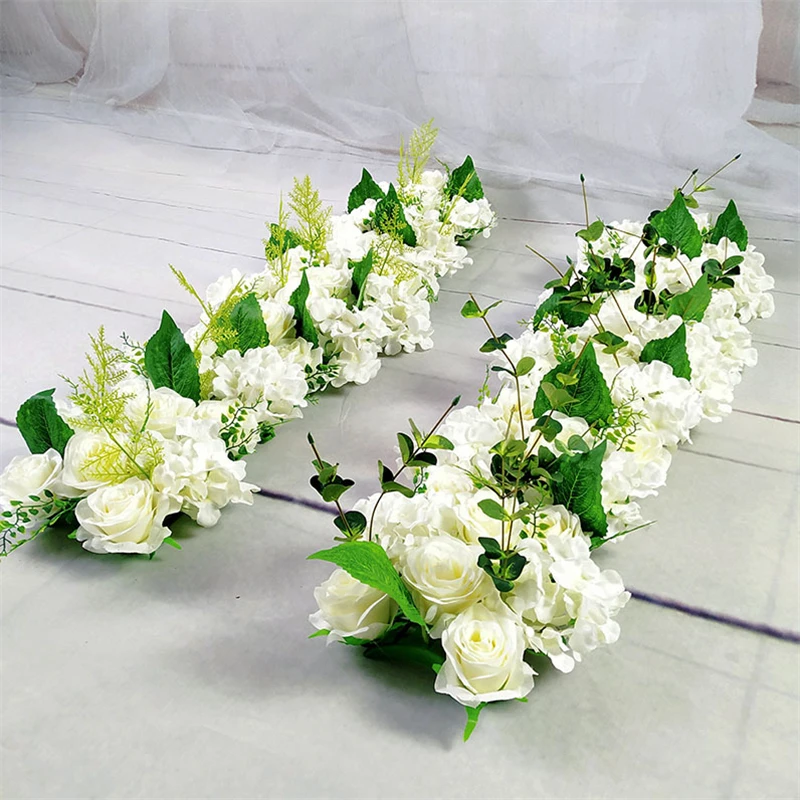 20x50cm Silk Rose Hydrangea Row Wedding Background Artificial Flower Wall Decoration DIY Wedding Arch Arrangement  Flowers