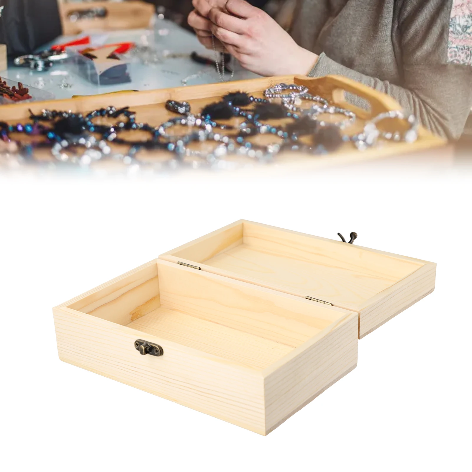 Wooden jewelry box Desktop handmade crafts Storage Box Rectangular Wooden Box Pine Gift Box For Mother Friends Home Decorations