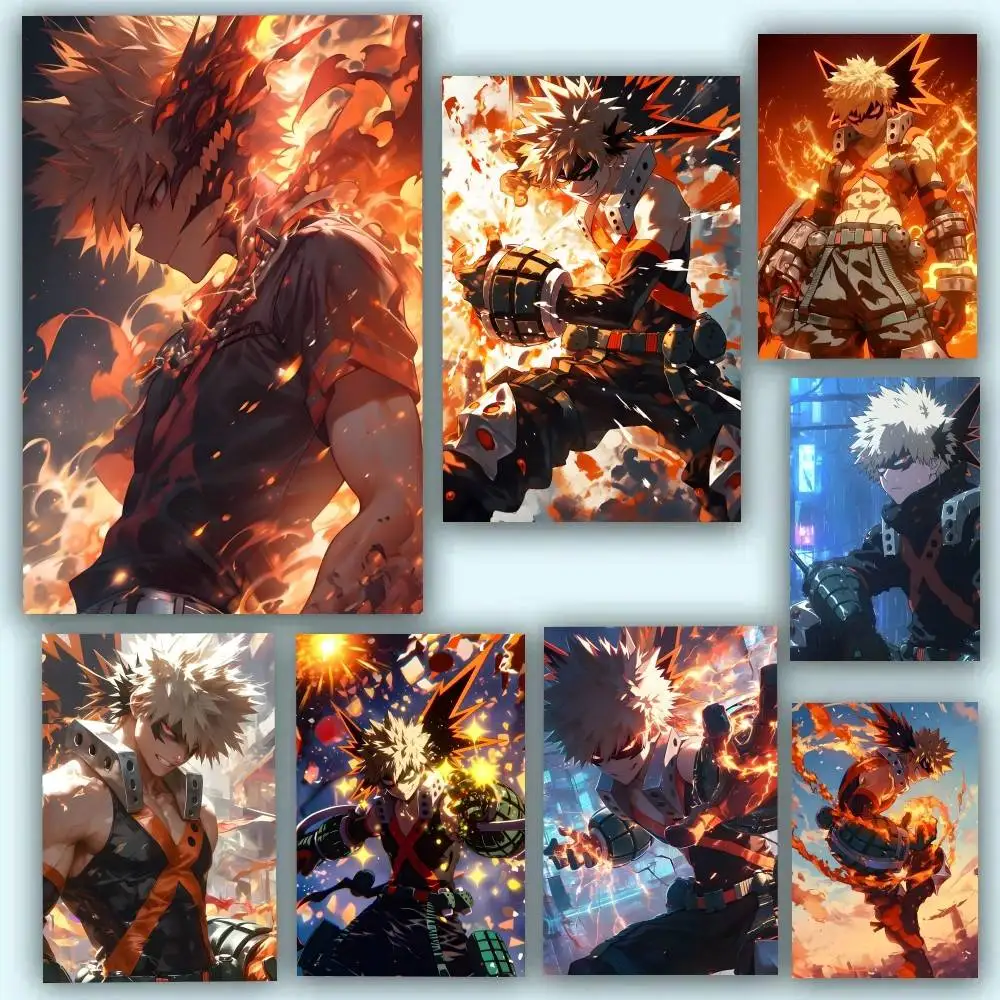 B-Bakugō Katsuki Anime Posters Self Adhesive Waterproof Ideal For Living Room Bedroom Bar Decoration
