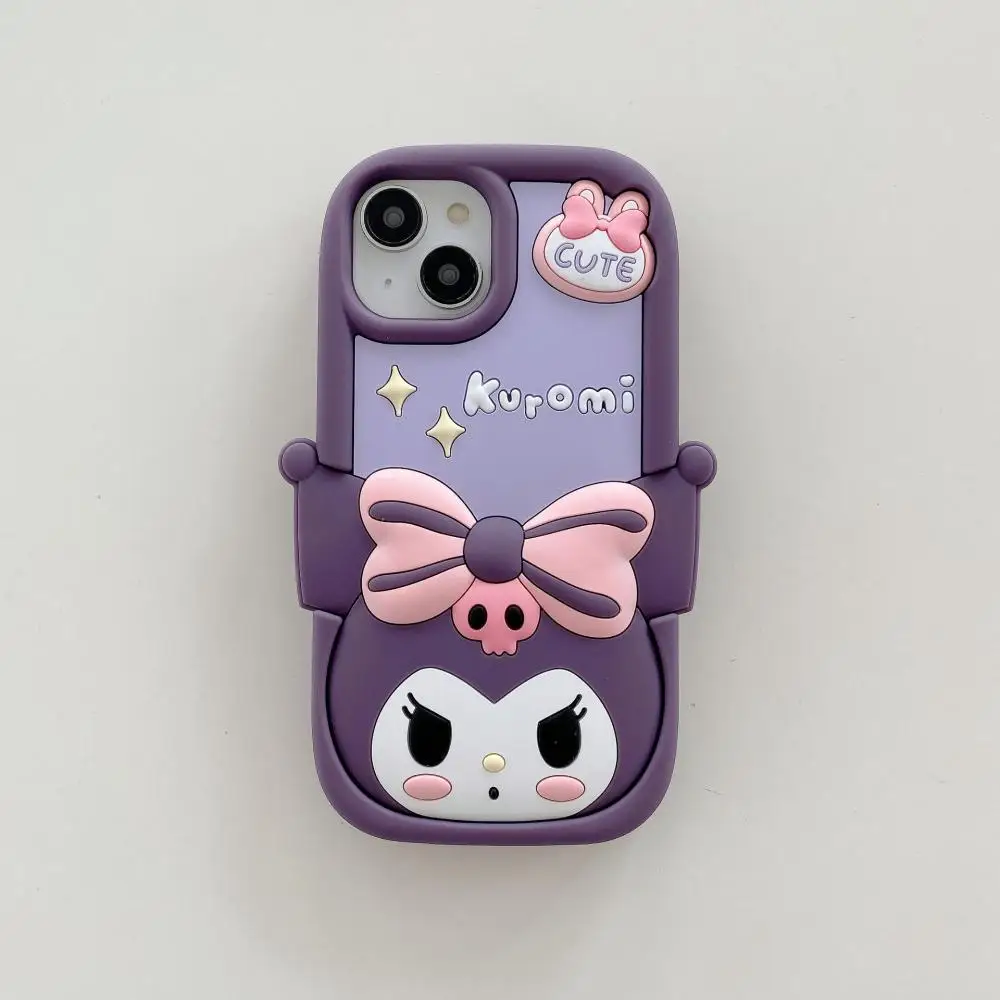 Sanrio Cartoon Kuromi Soft Silicone Tpu Phone Cases for iPhone 15 14 13 12 11 15 Pro Max X Xr Xs Max 7 8 Plus Silicone Cover