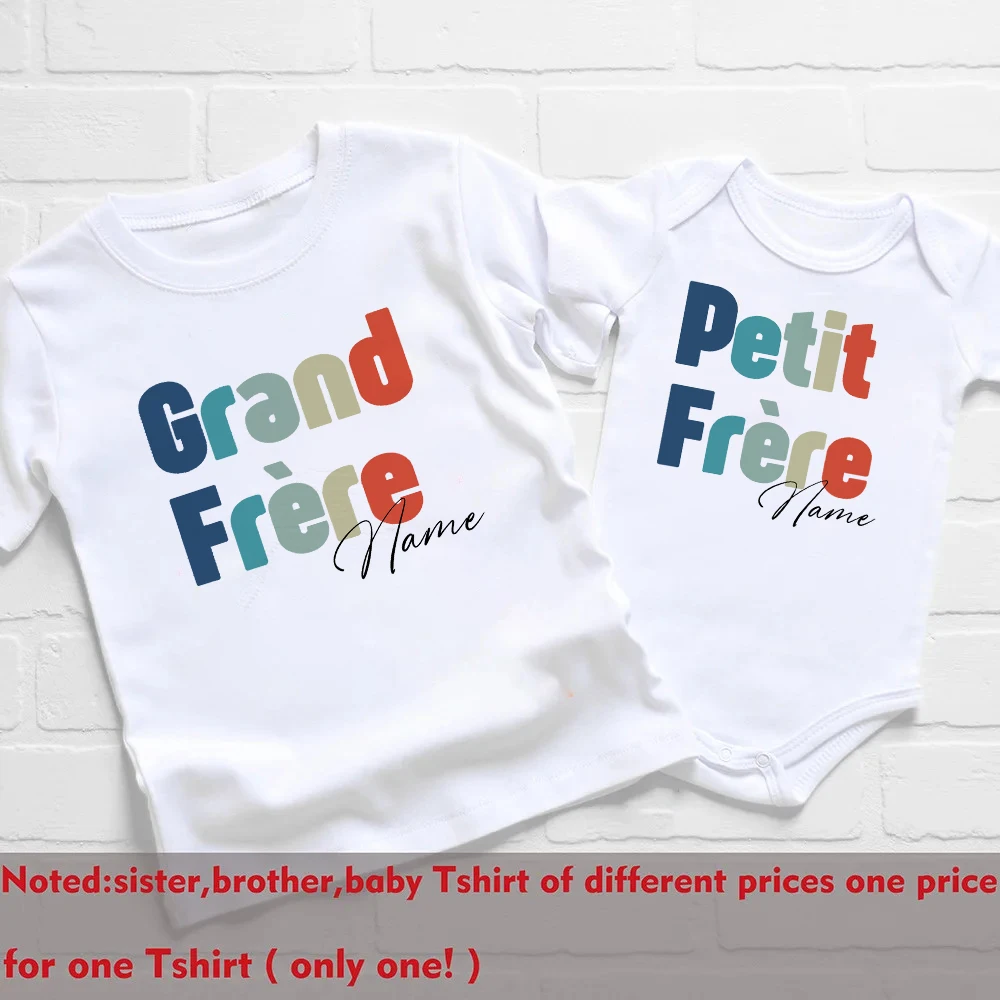 Personalised Big Brother Little Brother Matching Outfit T Shirt Summer Sibling T-shirt Girls Boys Short Sleeve Tops  Baby Romper