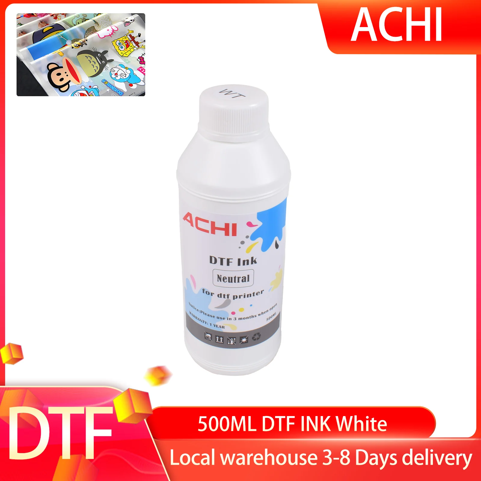 

500ML DTF INK 500ML/Bottle White For DTF Film Direct Transfer Film Heat Transfer for R1390 L1800 L800 L805 XP600 A3 DTF Printer