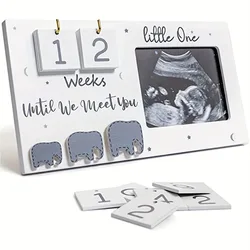 Sonogram Picture Frame, Ultrasound Photo Frame with Baby Countdown Weeks Baby Announcement Nursery Decor Gift for Pregnant Women