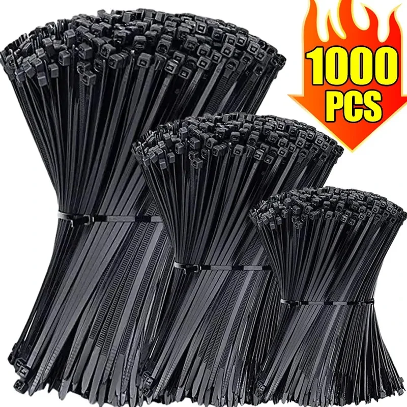 100-1000Pcs Nylon Cable Ties Self-locking Cord Ties Straps Adjustable Cables Fastening Loop Home Office Wire Zip Ties Wholesale