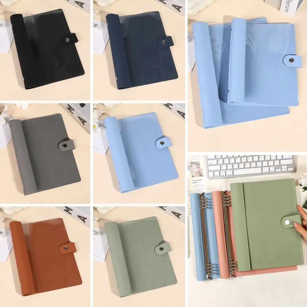 A5/B5 Notebook Cover Loose-leaf Binder Splicing Leather Binder Cover Semi Transparent Large Capacity Diary Notepad Shell