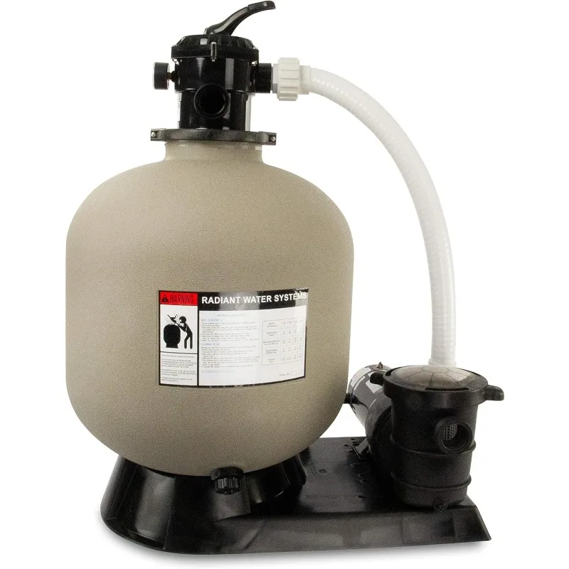 Rx Clear Radiant Complete Sand Filter System | for Above Ground Swimming Pool | Extreme Force 1 1/2 HP Pump | 22 Inch Tank