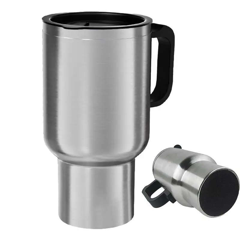 12V Electric Heating Car Kettle Water Coffee Milk Thermal Mug Camping Travel Kettle 500ML Stainless Steel Vehicle Heating Cup