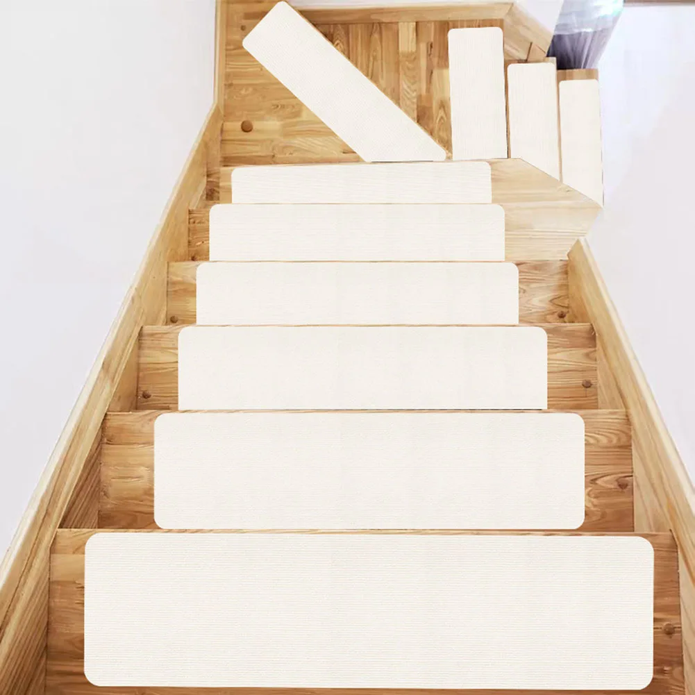 2PCS Non-slip Adhesive Stair Mats Staircase Step Rug Cover Self-Adhesive Wood Stair Carpet Home Step Mats Home Decor Rug