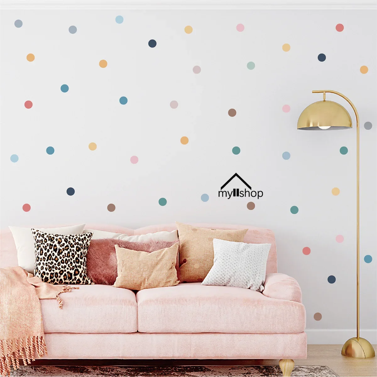 Colorful Polka Dots Wall Stickers Removable Nursery Wall Decals Poster Print Kids Bedroom Classroom Interior Home Decor