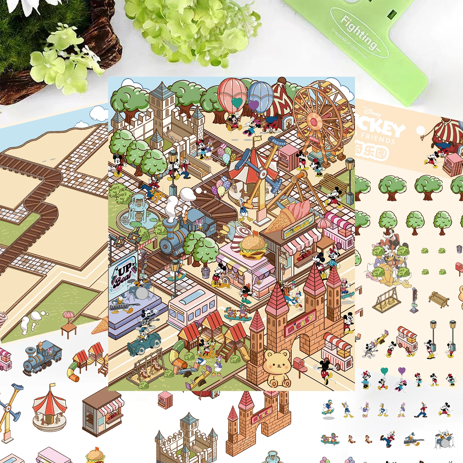 Mickey Park Disney Landschaft Aufkleber Landschaftsbau Aufkleber DIY Hütte Szene Stapeln und Einfügen Hand Konto Geschenk für Kinder Kind