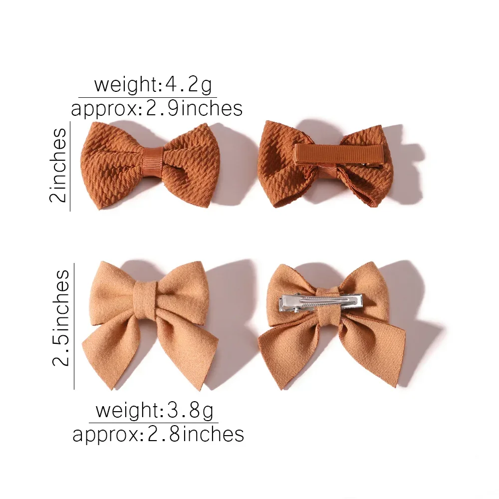 4Pcs/Set Solid Candy Color Bow Hairpin Hairclip for Kids Polyester Barrette Flower Baby Girl Metal BB Barrettes Hair Accessories