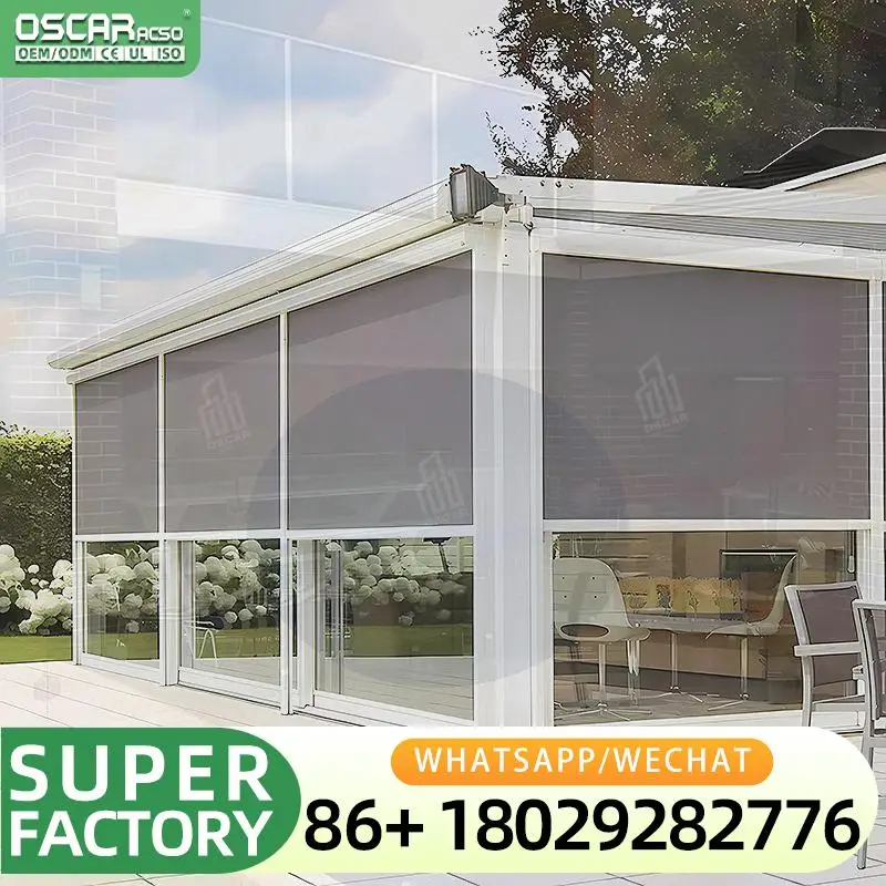 Aluminum Glass Swim Pool Outdoor Sunroom Doors for Prefabricated Swimming Pool Enclosure in USA Rolling Blind
