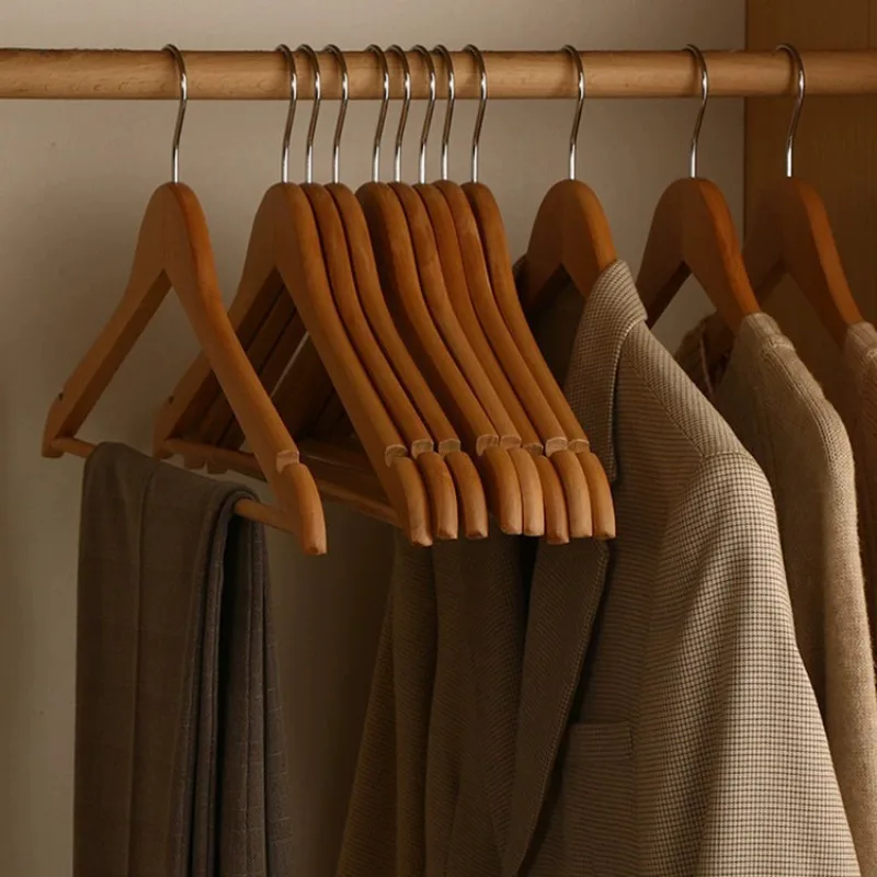 Premium Wooden Hangers Durable Non Slip Coat Hangers Heavy Duty Natural Solid Wood Hanger Clothes Storage Hangers Swivel Hooks