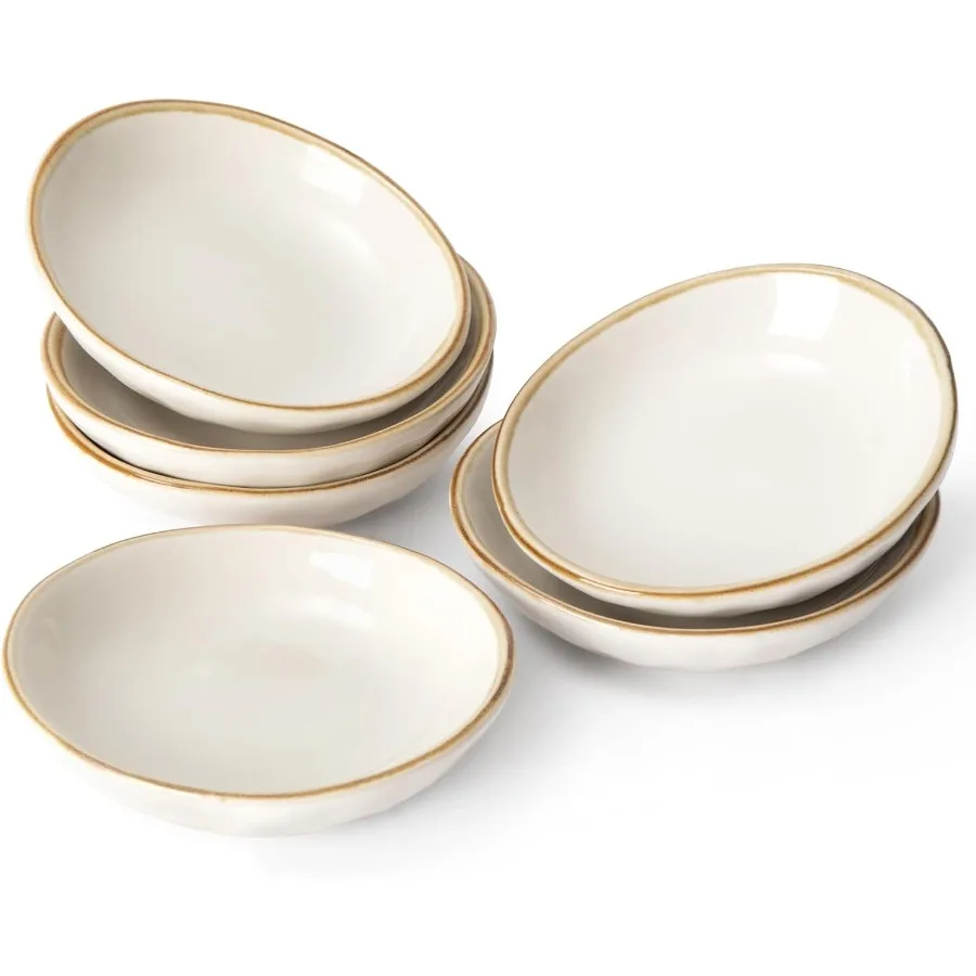

Ocean Soy Sauce Dishes Set of 6 Oval Dipping Sauce Cups Bowls for Kitchen 2.1oz Ceramic Small Bowls Ideal for Serving Appetizer