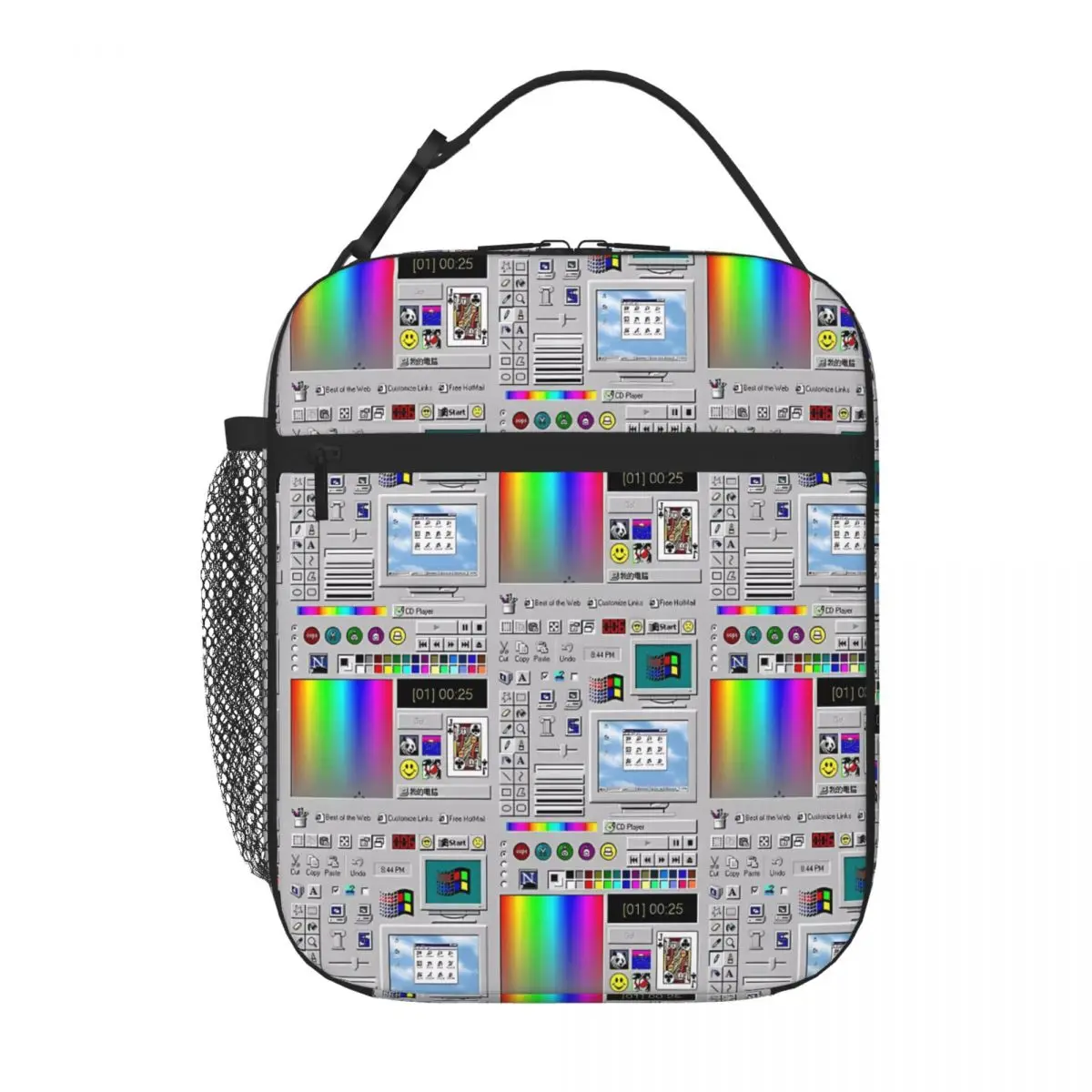 Bestselling Microsoft Windows 98 Server Fruit Print Neoprene Lunch Bag Countryside Trip Insulated Lunch Pouch