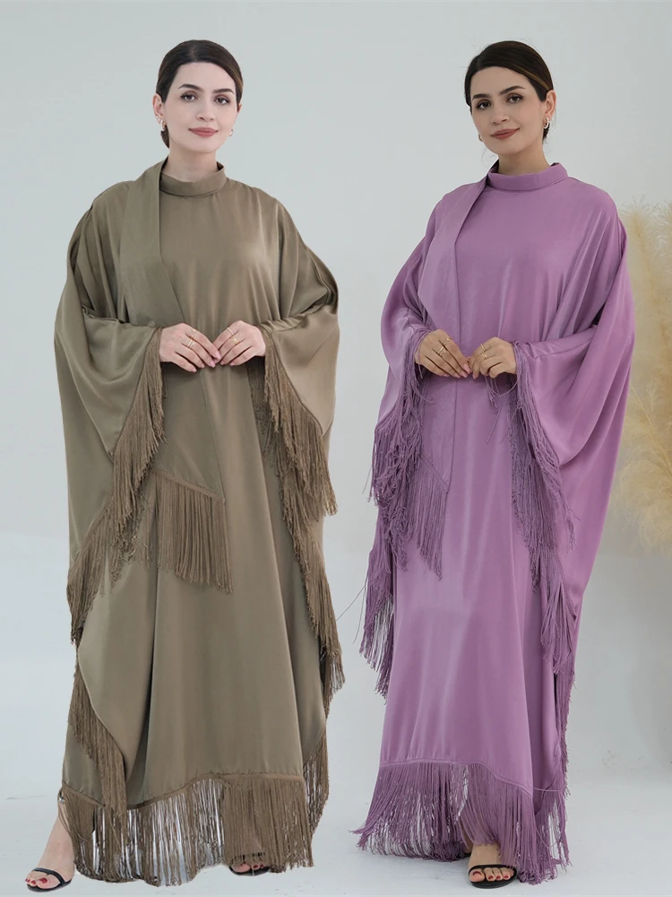 Eid Tassel Batwing Abaya Dubai Luxury 2024 Muslim Abayas For Women Kaftan Modest Dresses Islamic Clothing Robe Femme Musulmane