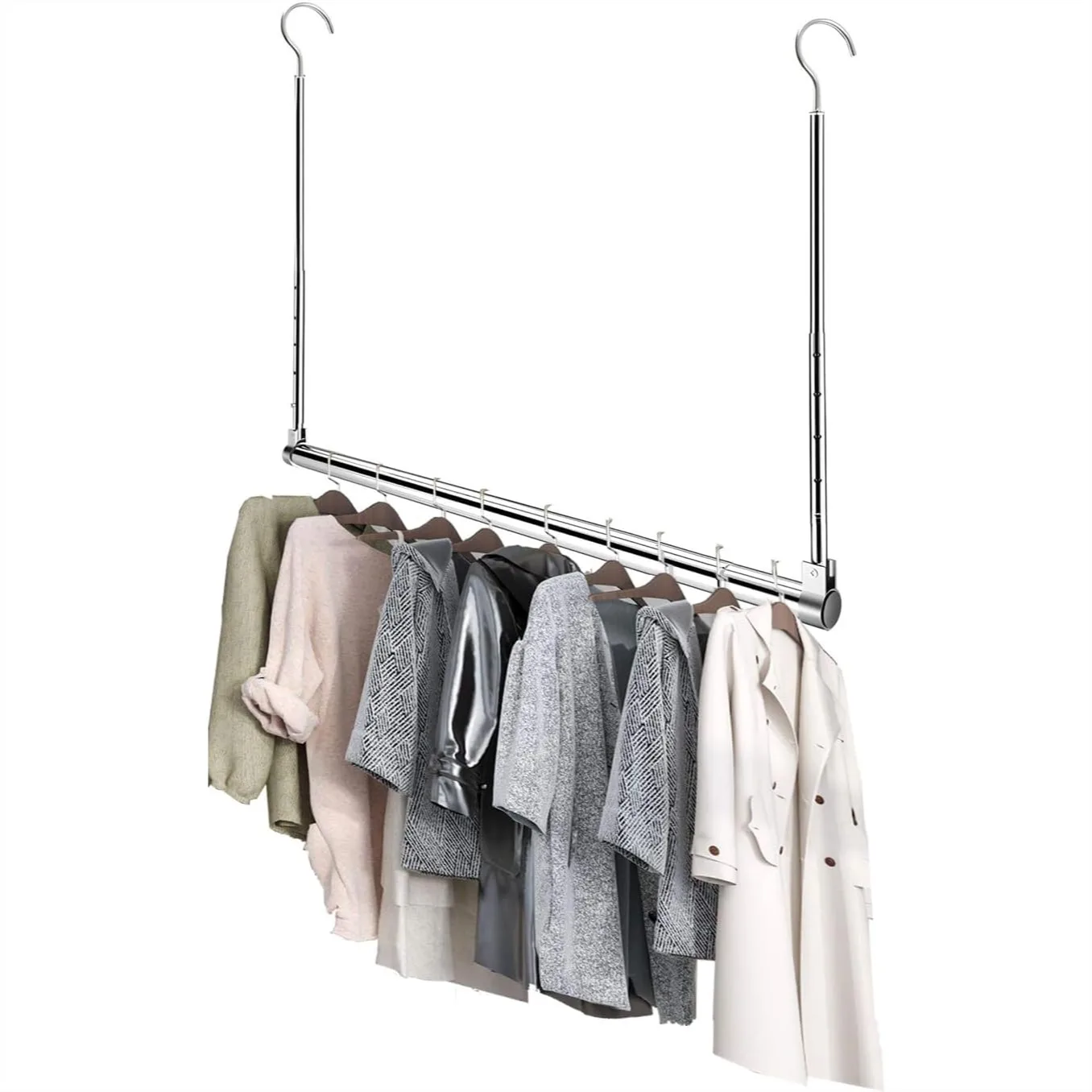 

Adjustable Hanging Closet Rod, Heavy Duty 17-30 Inch Extender Bar for Clothes Storage, Chrome