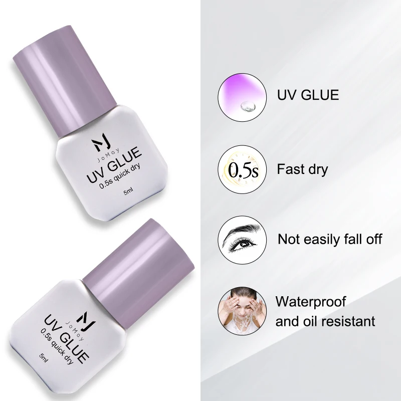 JOMAY 10 bottles 0.5 Sec UV Eyelash Extension Glue Fast Dry Individual Lashes Glue Sensitive Eye UV Eyelash Glue Lash