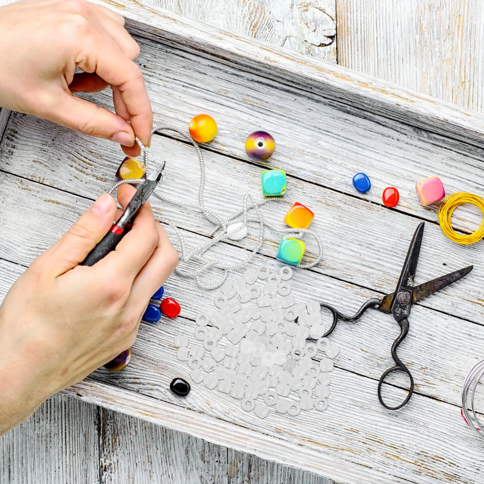 

250pcs Color Changing 6X9Mm Uv Reactive Clear Plastic Beads For Jewelry Making Diy Necklace Bracelet Craft Projects Bulk Beads