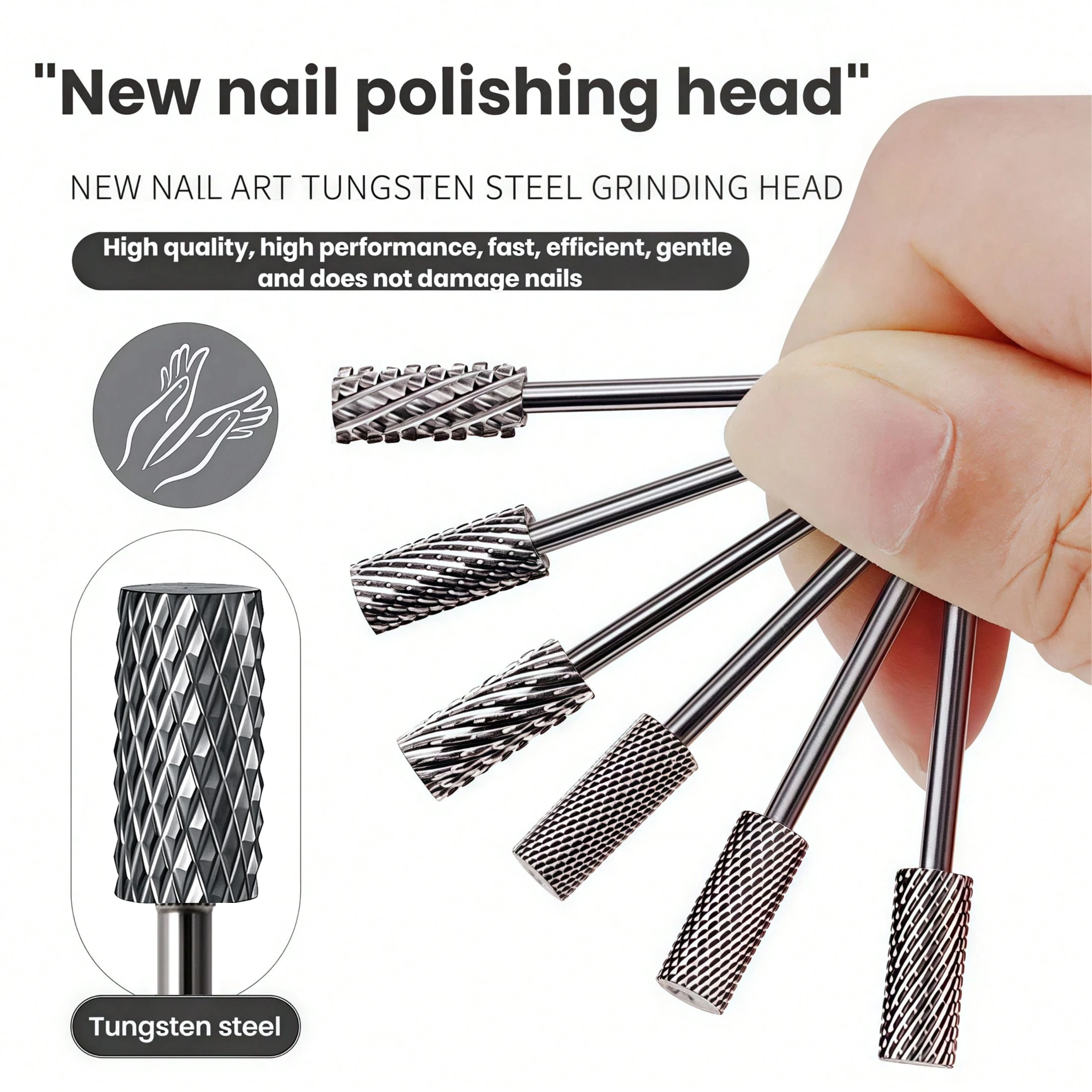 1pc Flat Smooth Nail Drill Bit Tungsten Steel Quick Removal of Nail Art Glue Essential Accessory for Electric Nail Polishing Mac