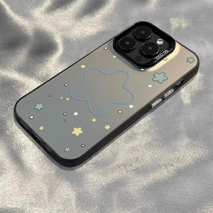 

Star pattern phone case for iPhone 16 15 14 13 12 11 Pro/ Max/Plus shock-proof rear cover anti-fingerprint