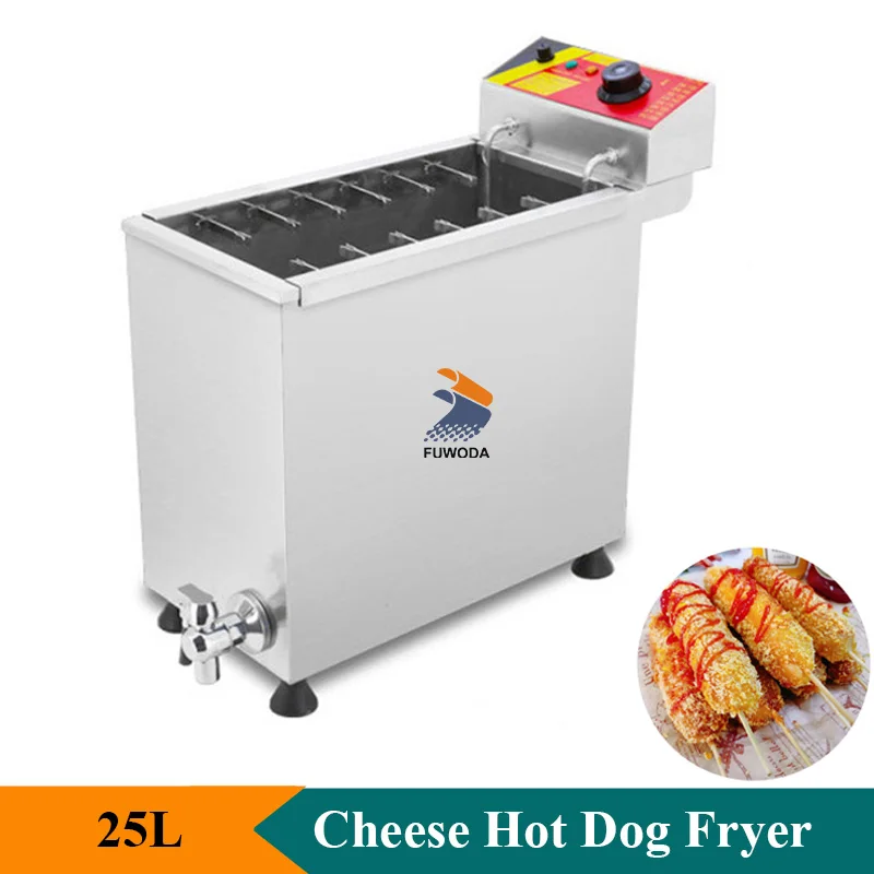 Professional 220V 110V Cheese Hot Dog Sticks Fryer 25L Korean Mozzarella Corn Dog Frying Machine Commercial or Home Use