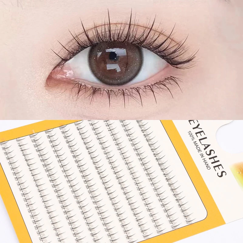 3/5/10 صفوف تطعيم الرموش الصناعية الطبيعية المجزأة مجموعة واحدة من الرموش الصناعية الطبيعية تحت لهب صغير