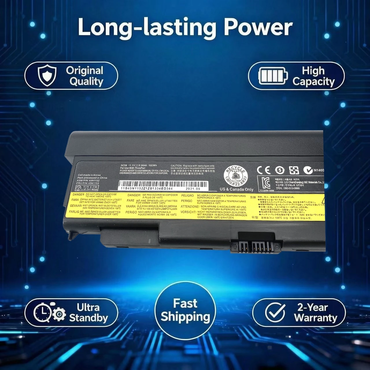 New Original 45N1152 100W Laptop Battery For Lenovo ThinkPad T440P T540P W540 L440 L540 45N1153 45N1149 45N1145 45N1160 57+ 57+
