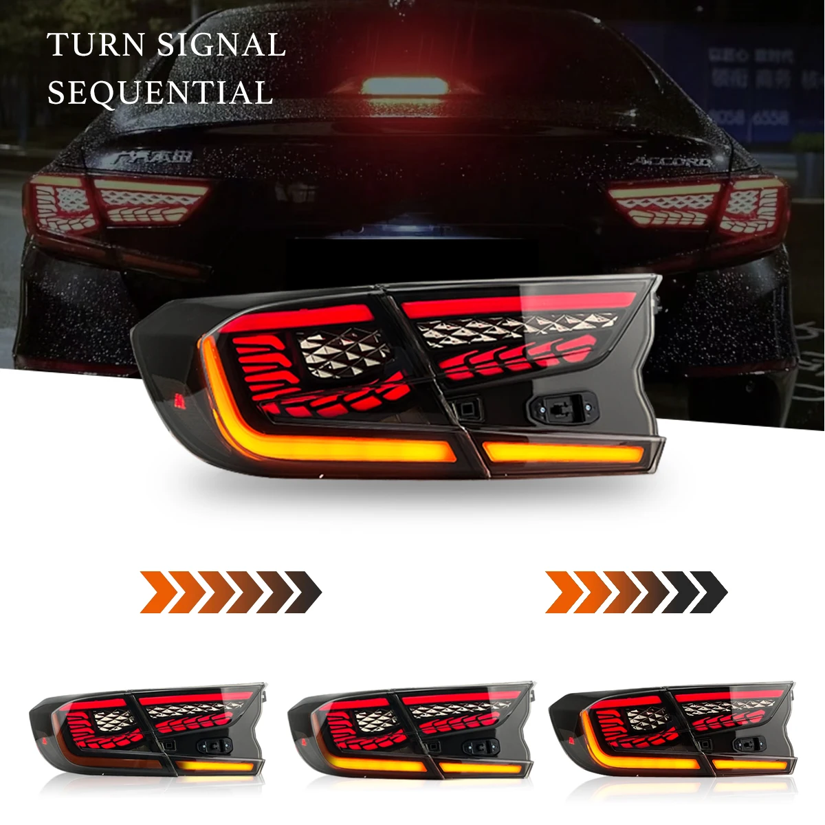 Lampu LED Mobil Lampu Belakang Untuk Honda Accord Generasi ke-10 2018 2019 2020 2021 2022 DRL Lampu Dinamis Start-up Lampu Sein