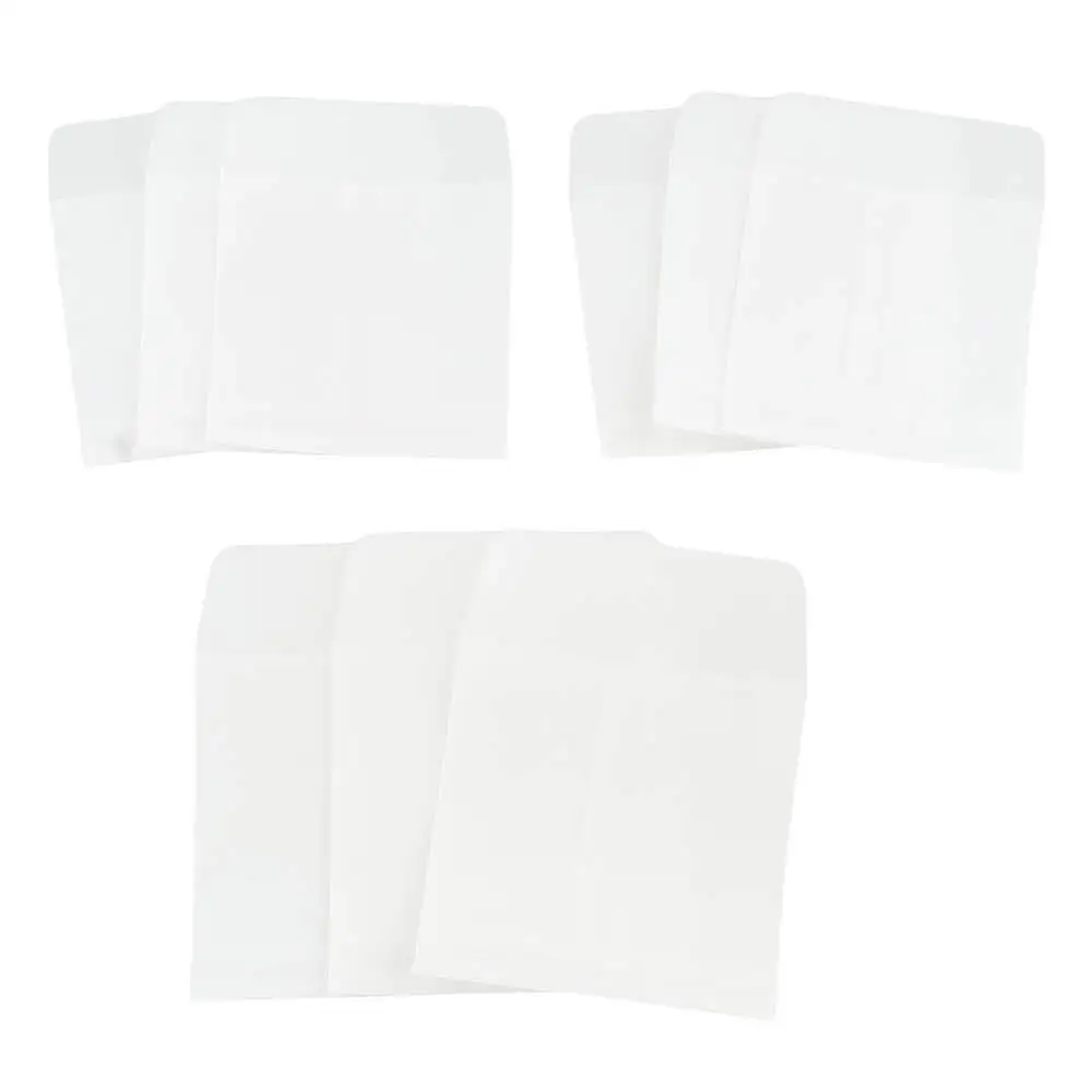 

50pcs White Mini Packing Envelope Bags Sulfuric Acid Paper Heart-Shaped Oval Handles Stamps Envelopes Storage Pouches