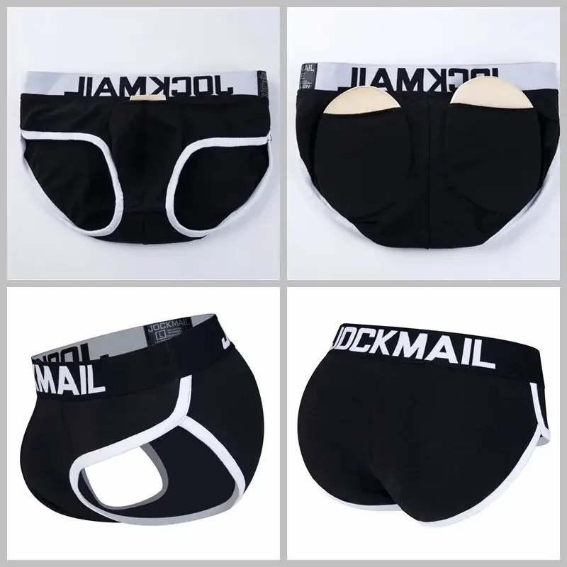 JOCKMAIL Padded Enhancing Bulge Mens Underwear Male Briefs Cotton Sexy Double Removable Push Up Front And Bottom Gay Underwear