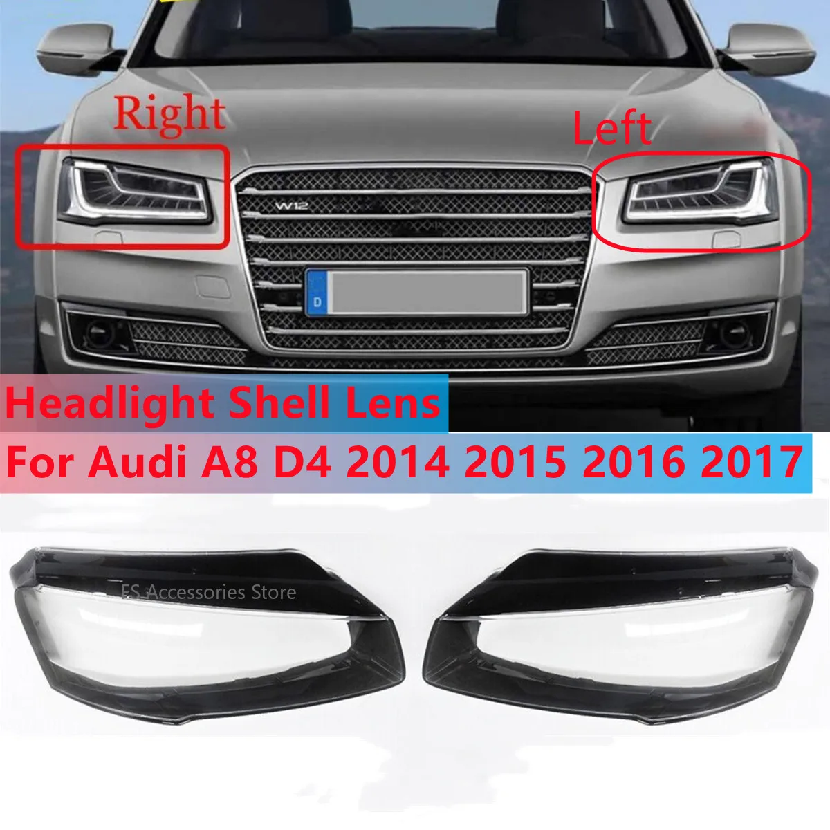 

Car Headlamp Transparent Cover Headlight Shell Lampshade Case For Audi A8 D4 2014 2015 2016 2017 Replace Original Headlight Lens