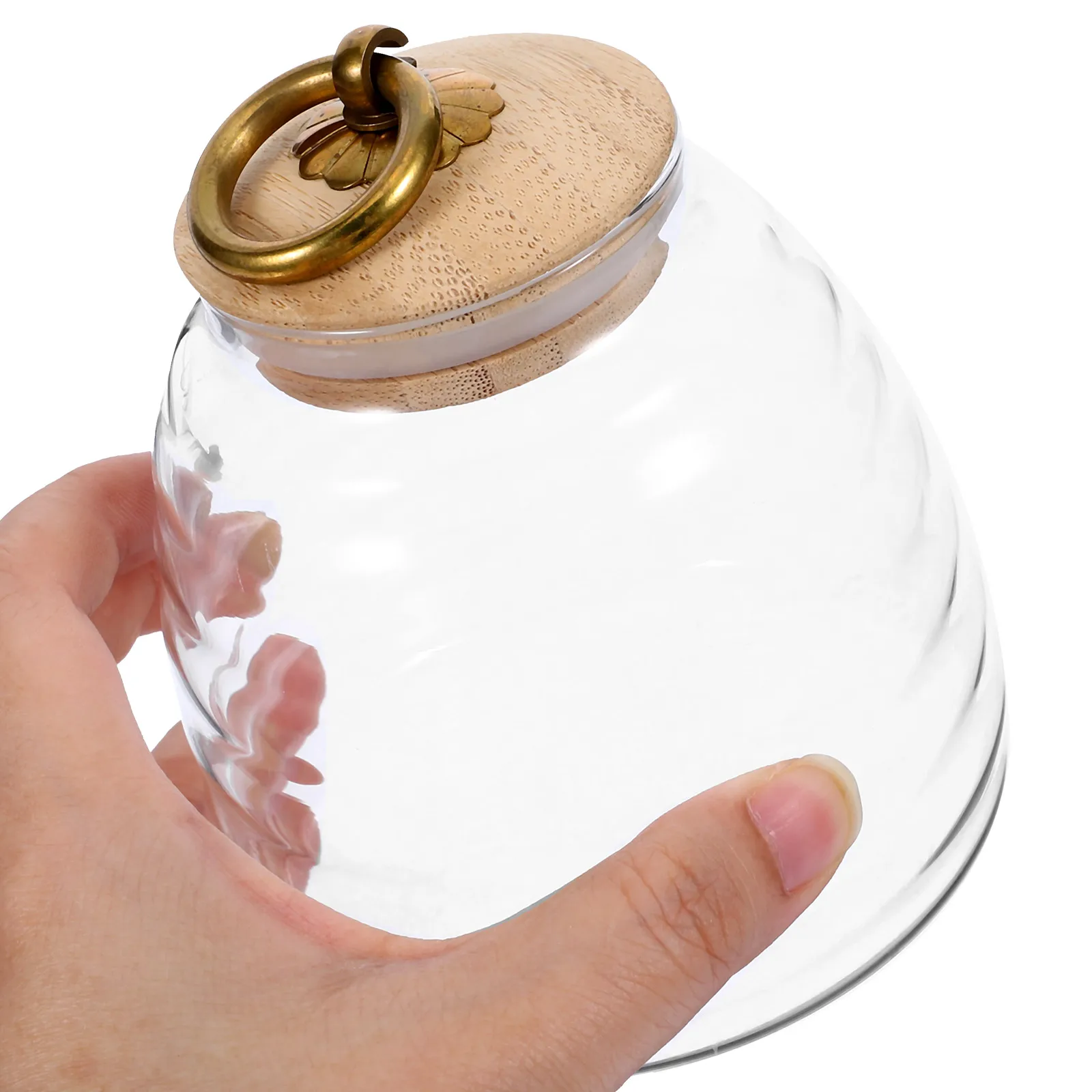 

Transparent Glass Storage Bottle Sealing Container Household Syrup Pot Lid Bamboo Cover Kitchen Food Dispenser Honey