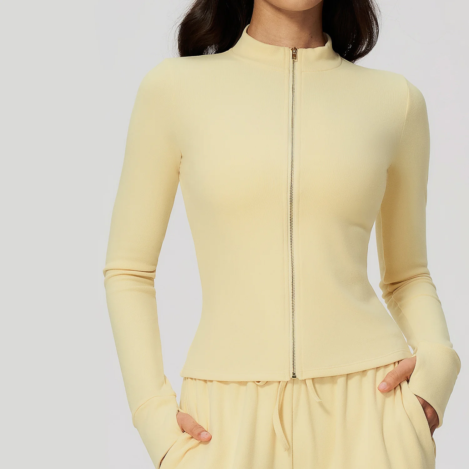 Woman's Sports Jacket Zip Up Gym Clothes Hi Elastic Long Sleeve Workout Seamless Top Speed Activewear Yoga Pilates Running Coats