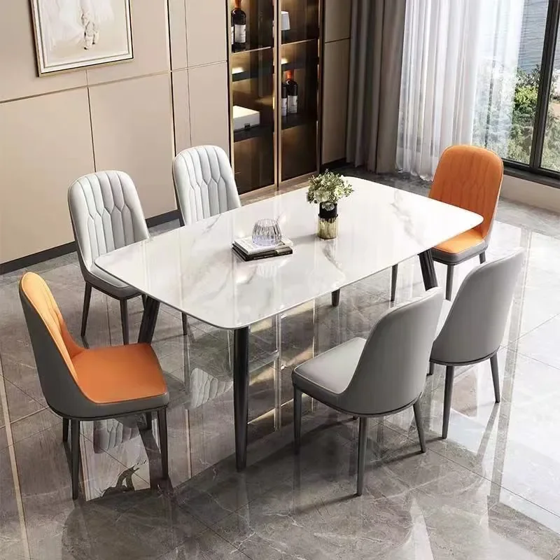 Italian light luxury rock plate dining table and chair combination of modern simple small rectangular rental house dining table