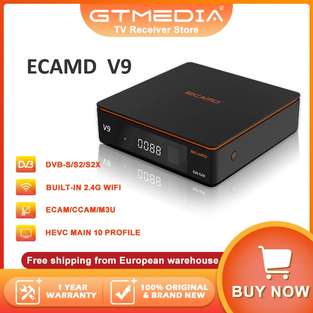 ECAMD V9 Prime HD Receiver ECAM DVB-S2X/S2/S Satellite Signal Decoder 1080P H265 Built-in 2.4G WIFI Support Update MARS Firmware