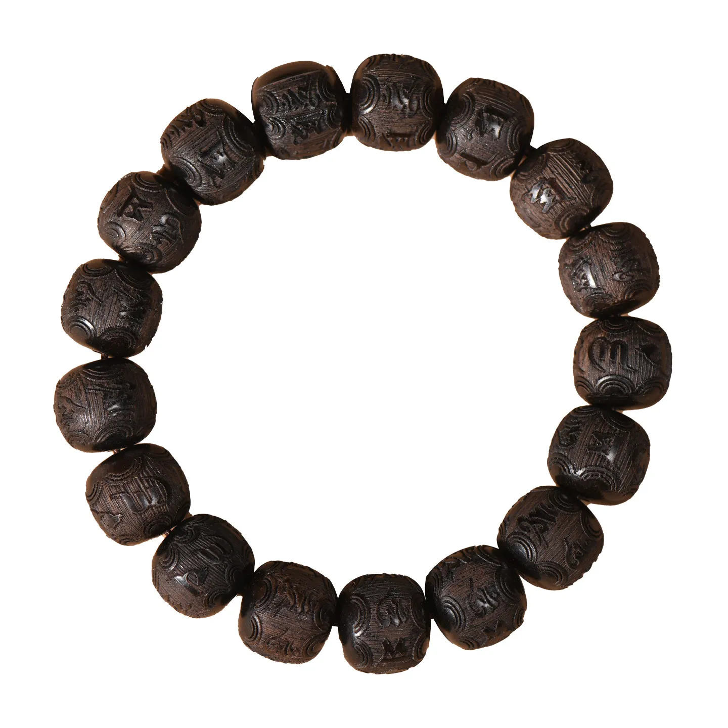 Ebony Purple Sandalwood Carved Six-Word Mantra Beaded Bracelet Unisex Accessory Prayer Beads Wristband Gifts