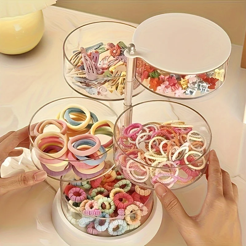 3/5-Layer Rotating Jewelry Organizer - Plastic Multi-Tier Storage Box, Transparent Hair Ring Display for Dressing Table