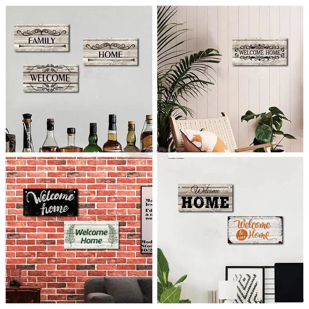 Vintage Decor  Welcome Home Wooden Sign Plate Wood Plaque Gift Home Pub Wall Decoration Pendant Door Hanging Sign Home Decor