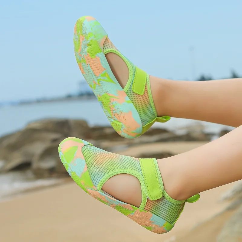 Summer Kids Aqua Shoes Parent Child Vacation Beach Swim Sandals Comfortable Breathable Netcloth Casual Shoes Boys Girls 25-36