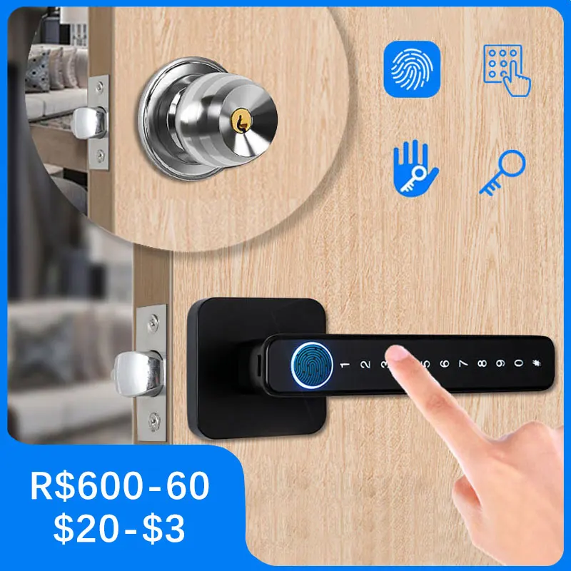 

Biometric Smart Door Lock Fingerprint Password Electric Digital Handle Tuya Zinc Alloy Keyless Remotely Security Home KingKu