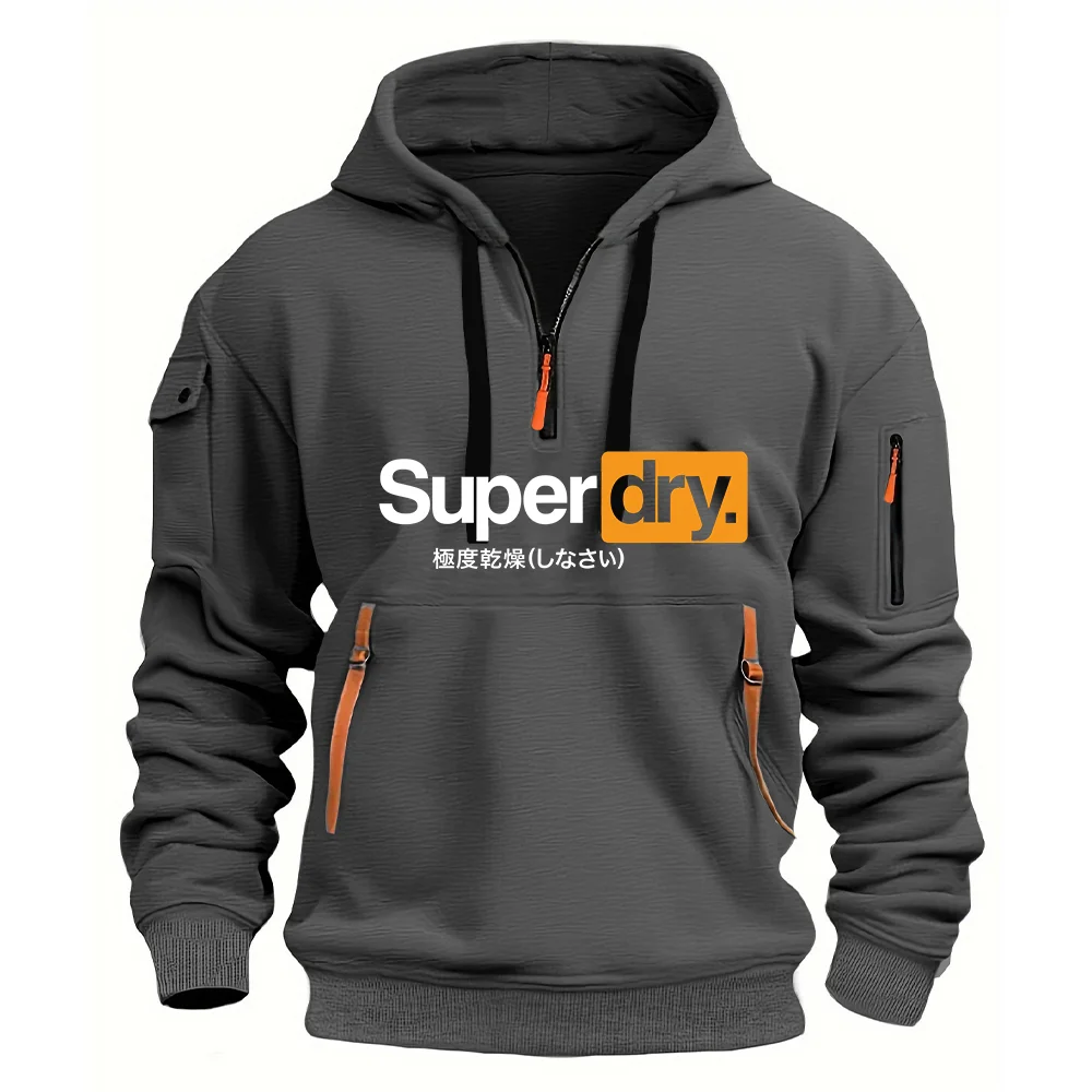 SUPERDRY العلامة التجارية الجافة للغاية العصرية إلكتروني طباعة تصميم جديد متعدد جيب سستة ملابس العمل نمط اليومية فضفاض الشارع الرجال البلوز
