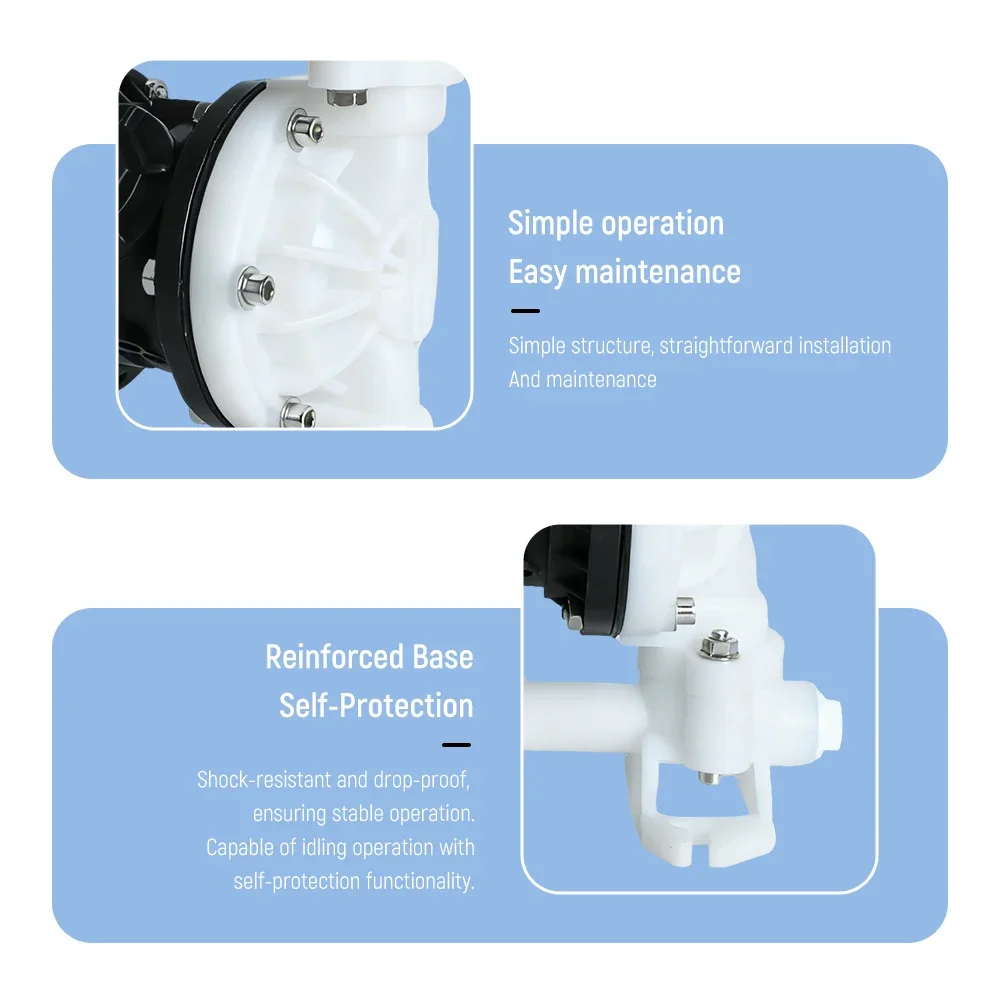 مضخة الحجاب الحاجز البلاستيكية التي تعمل بالهواء، مضخة السوائل الصناعية AODD، مضخة الحجاب الحاجز الهوائية، مضخة النقل الكيميائي