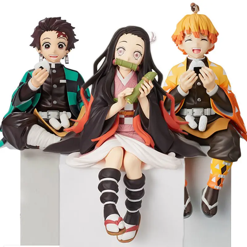 Japan Anime Figure Demon Slayer Meal Sitting Kamado Tanjirou Nezuko Agatsuma Zenitsu Tomioka Giyuu Model Toy Collection Gifts