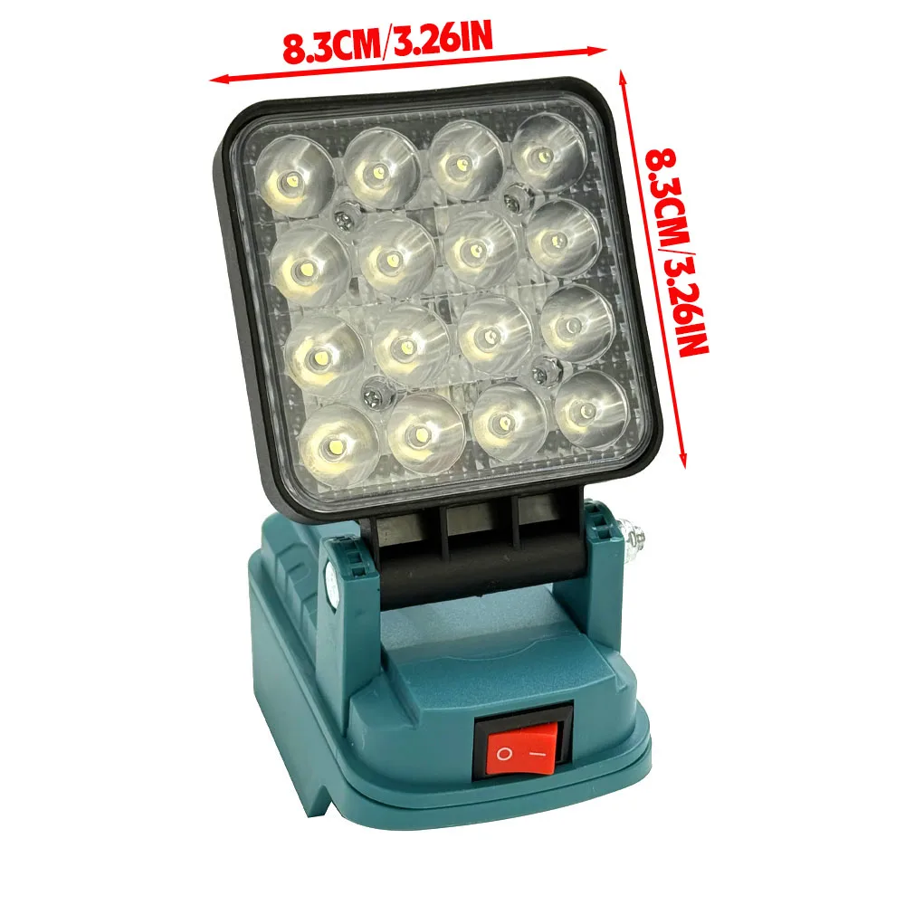 LED-Arbeitsleuchte, Scheinwerfer mit 2 USB-Ladeanschlüssen für Makita 18 V Li-Ionen-Akku, elektrische Taschenlampe für Camping im Freien – Detail 4